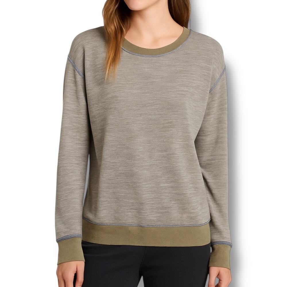 Project Social T Gray Raw Edge Slub Knit Crewneck Sweatshirt Size Small